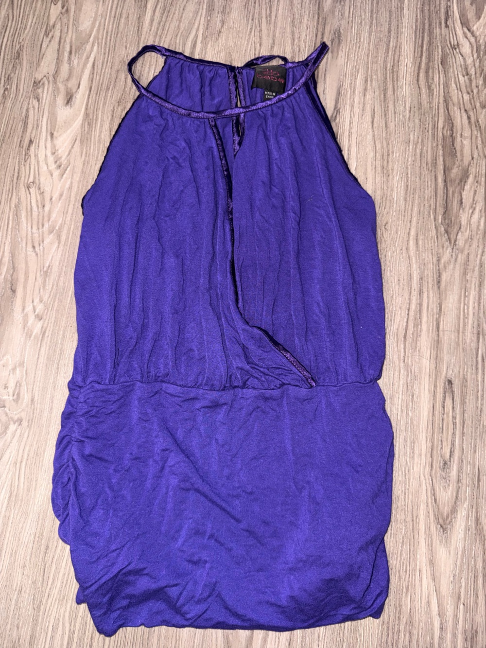 bebe Velvet-Trim Purple Sleeveless Top